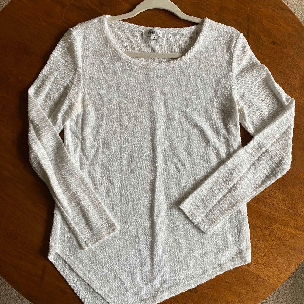 White Diagonal Cut Sweater